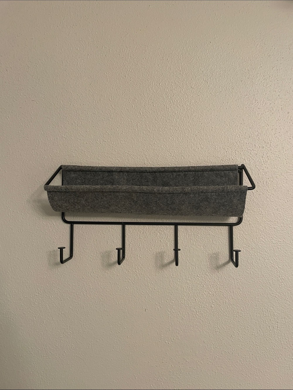 Project 62 Minimalist Wall Hanging Organizer with Pouch Basket & 4 Hooks